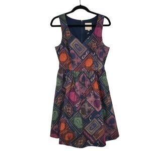 Multicolor Sleeveless Geometric Print Dress